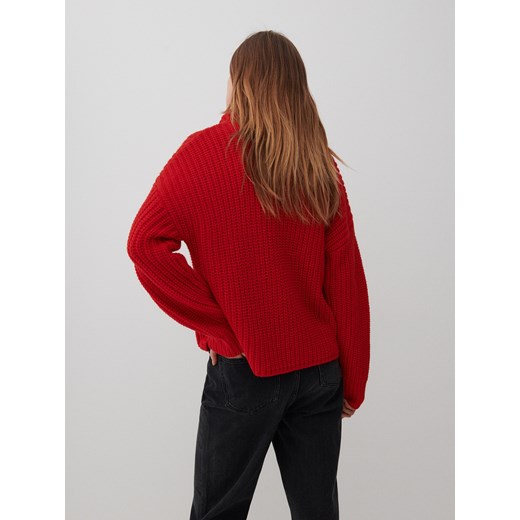 Reserved - Sweter z golfem - Czerwony Reserved M Reserved