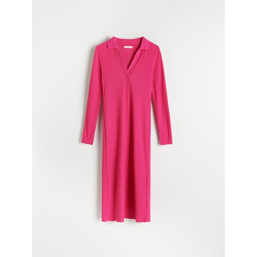 Reserved - Sukienka z prążkowanej dzianiny - Różowy Reserved L Reserved
