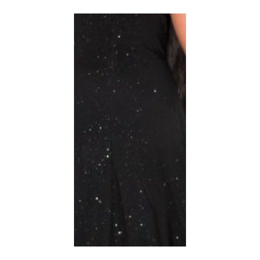 Czarna brokatowa rozkloszowana sukienka maxi Jessica Oscar Fashion 34 Oscar Fashion