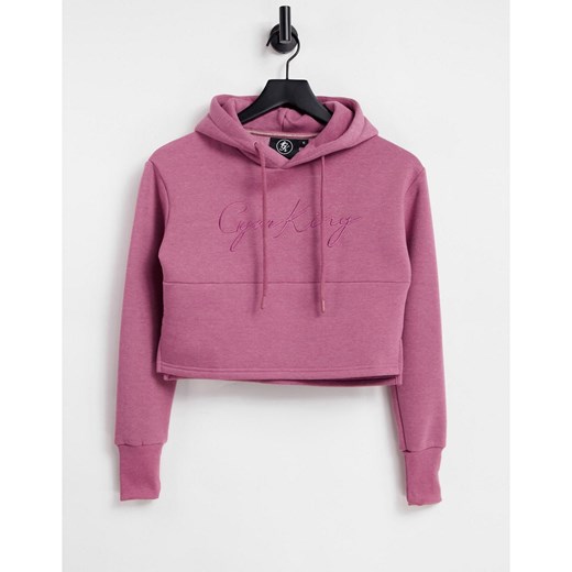 Gym King – Sky – Różowa krótka bluza z kapturem i napisem-Różowy Gym King 36 Asos Poland
