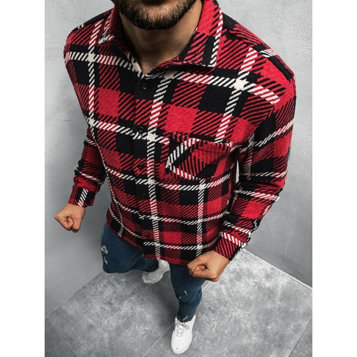 KOSZULA MĘSKA W KRATĘ CZERWONO-CZARNA OZONEE E/3900/14 Ozonee XL promocja ozonee.pl