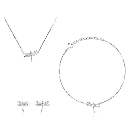 srebrny komplet biżuterii - kolczyki, bransoletka i naszyjnik Irbis.style Uniwersalny irbis.style