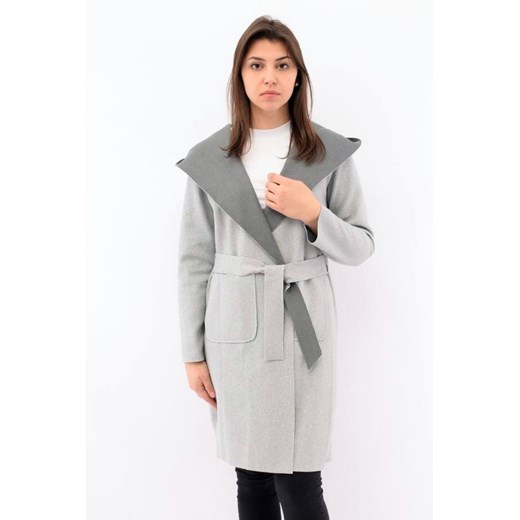 płaszcz damski szary z kapturem ze sklepu Royal Shop w kategorii Płaszcze damskie - zdjęcie 126873786