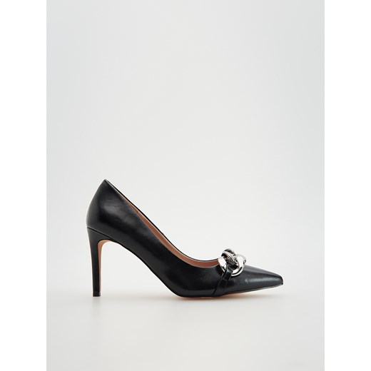 Reserved - Czółenka z ozdobnym łańcuchem - Czarny Reserved 36 Reserved