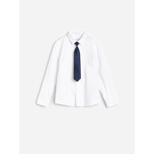 Reserved - Elegancka koszula slim fit z krawatem - Biały Reserved 140 Reserved