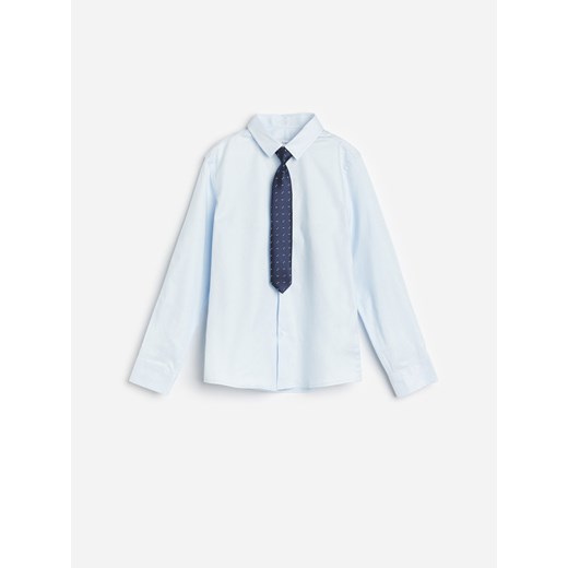 Reserved - Elegancka koszula slim fit z krawatem - Niebieski Reserved 110 Reserved