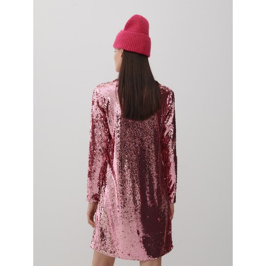 Reserved - Cekinowa sukienka mini - Różowy Reserved M Reserved