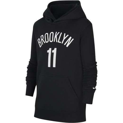 Dzianinowa bluza z kapturem dla dużych dzieci Brooklyn Nets Nike NBA - Czerń Nike M Nike poland