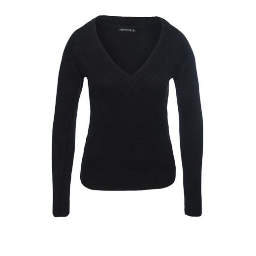 Plain V-neck sweater terranova czarny sweter