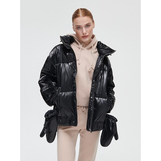 Cropp - Pikowana kurtka z rękawiczkami - Czarny Cropp S Cropp