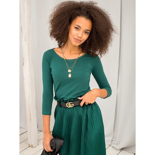 Promocja Bluzka basic z bawełny ciemnozielona M Sheandher.pl M promocja Sheandher.pl