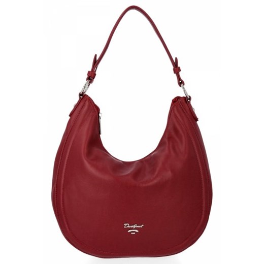 Shopper bag David Jones na ramię czerwona matowa w stylu glamour 