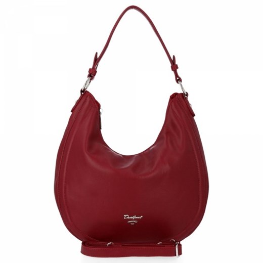Shopper bag czerwona David Jones w stylu glamour ze skóry ekologicznej matowa 