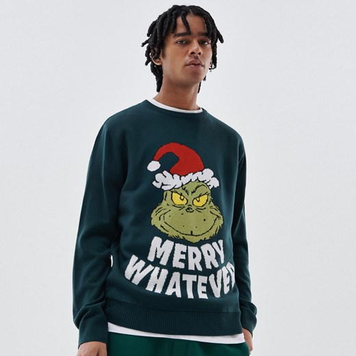 Cropp - Sweter z motywem świątecznym Grinch - Zielony Cropp S Cropp