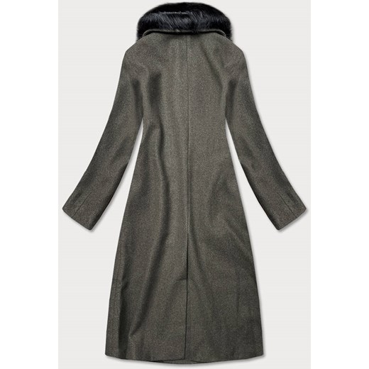 DŁUGI PŁASZCZ Z FUTRZANYM KOŁNIERZEM KHAKI (20201202) Goodlookin.pl M (38) goodlookin.pl