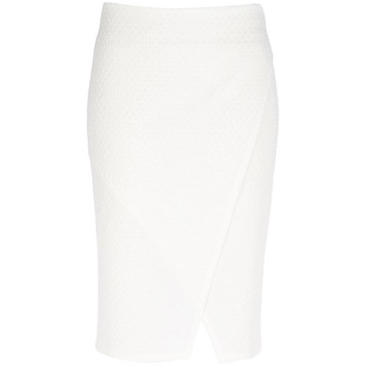 Cream textured wrap pencil skirt river-island  spódnica