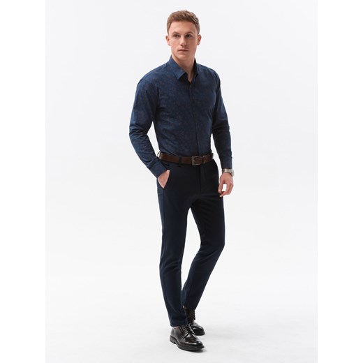 Koszula męska elegancka z długim rękawem K594 - granatowa XL ombre