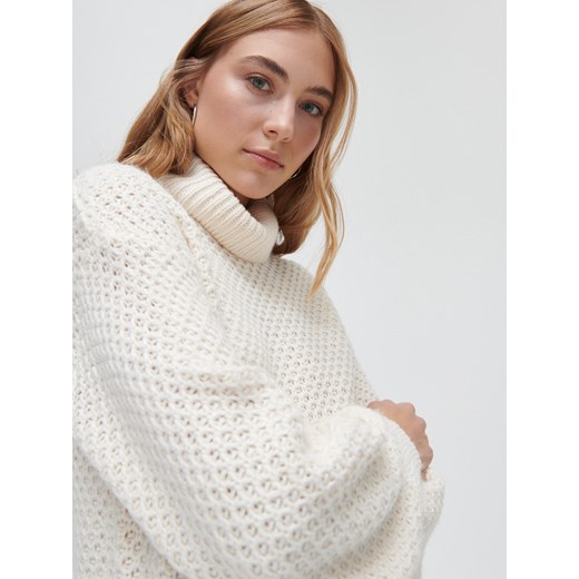 Cropp - Sweter z szerokim golfem - Kremowy Cropp S Cropp