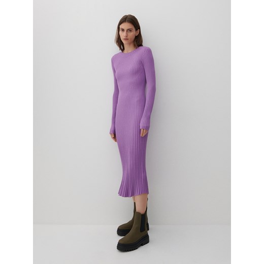 Reserved - Sukienka z prążkowanej dzianiny - Fioletowy Reserved M Reserved