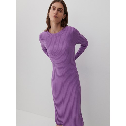 Reserved - Sukienka z prążkowanej dzianiny - Fioletowy Reserved S Reserved
