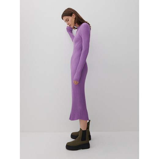 Reserved - Sukienka z prążkowanej dzianiny - Fioletowy Reserved S Reserved