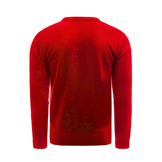 Czerwony sweter męski Risardi na jesień z dekoltem w serek 
