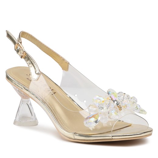 Sandały damskie białe Sca'Viola eleganckie na obcasie 