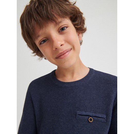 Reserved - Bawełniany sweter z imitacją kieszeni - Granatowy Reserved 122 Reserved