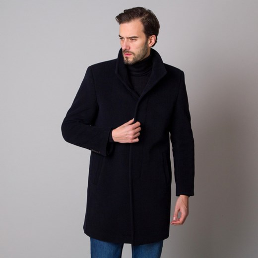 Długi czarny płaszcz męski Willsoor 52 / 176-182 ( L) promocyjna cena Willsoor
