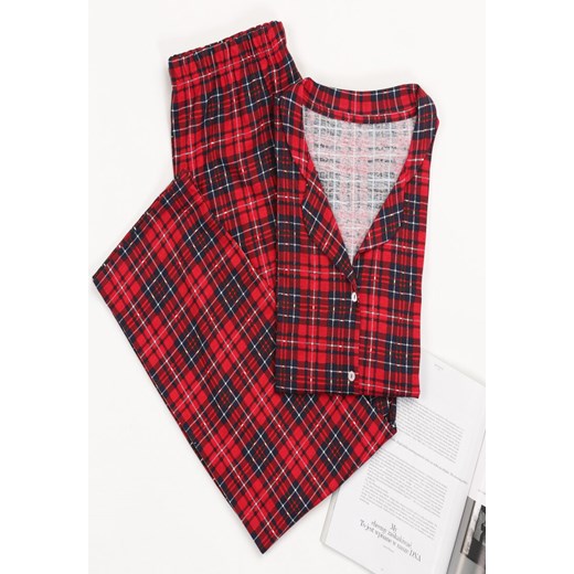 Czerwony 2-Częściowy Komplet Piżamowy Chionime M promocja Born2be Odzież