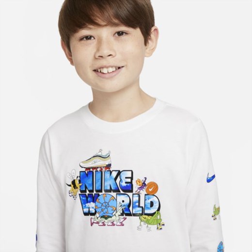T-shirt z długim rękawem dla dużych dzieci (chłopców) Nike Sportswear - Biel Nike XL okazja Nike poland