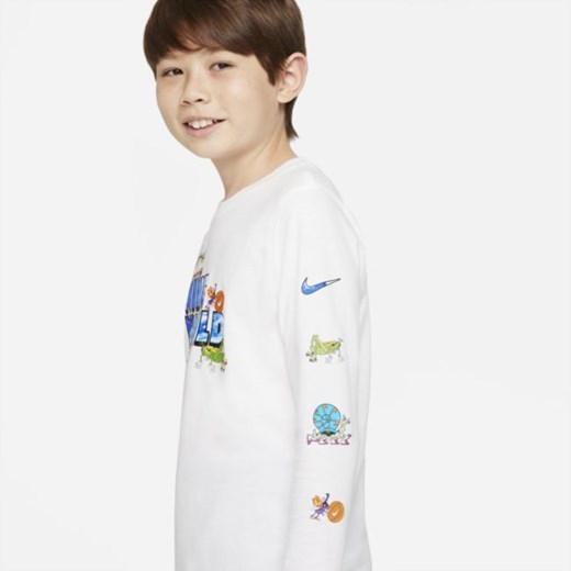 T-shirt z długim rękawem dla dużych dzieci (chłopców) Nike Sportswear - Biel Nike XL promocja Nike poland