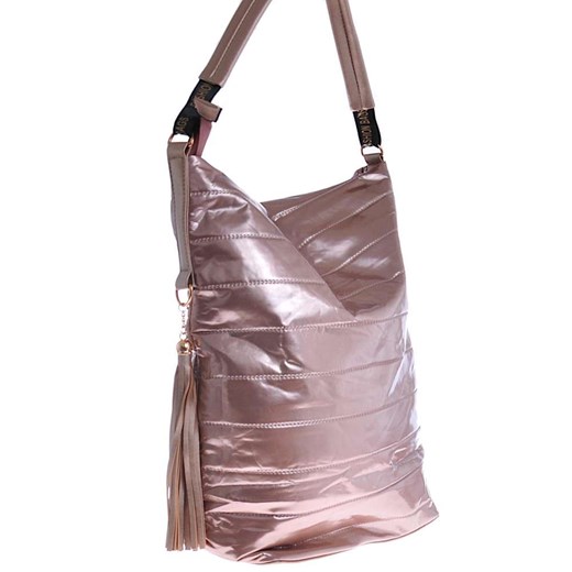 Shopper bag Pantofelek24 różowa na ramię 