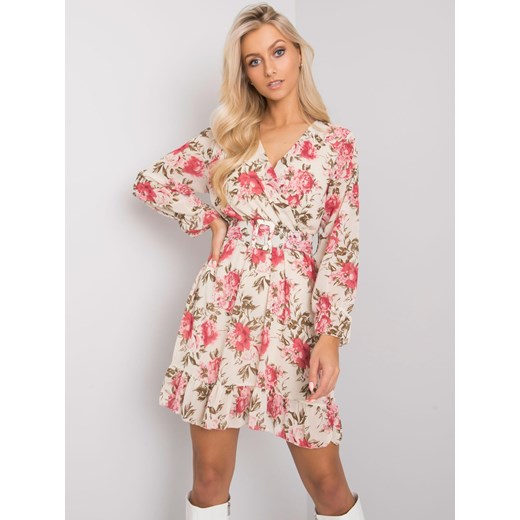 Beżowa kwiatowa sukienka Sheandher.pl ONE SIZE Sheandher.pl