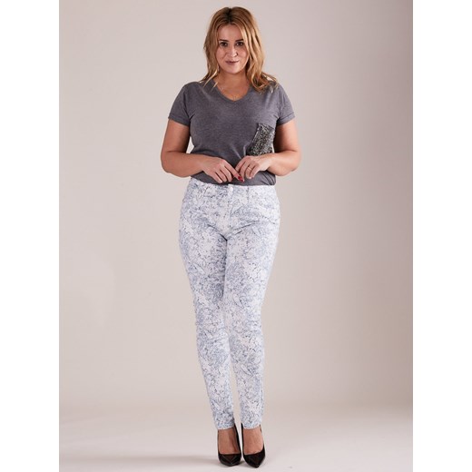 Niebieskie spodnie we wzory PLUS SIZE Sheandher.pl 40 Sheandher.pl