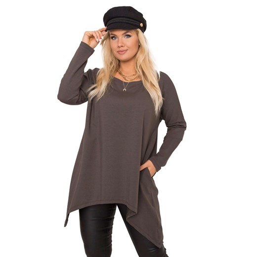 RUE PARIS Khaki asymetryczna bluzka plus size Sheandher.pl XL Sheandher.pl