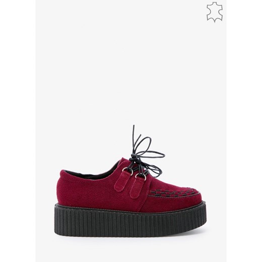 Creepersy Wait Up Wine Leather Creepers deezee czerwony