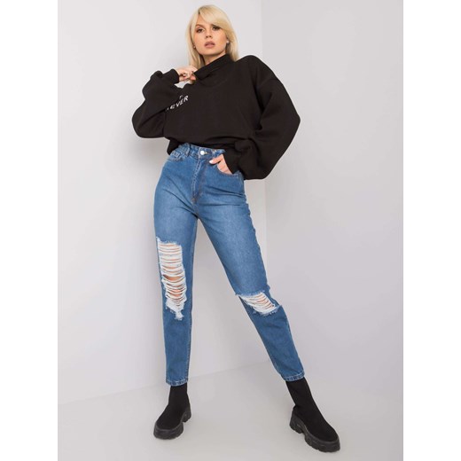 RUE PARIS Niebieskie spodnie mom jeans z dziurami Sheandher.pl 40 Sheandher.pl