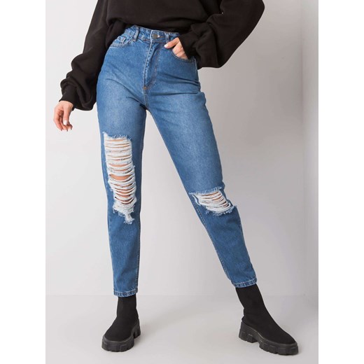 RUE PARIS Niebieskie spodnie mom jeans z dziurami Sheandher.pl 42 Sheandher.pl