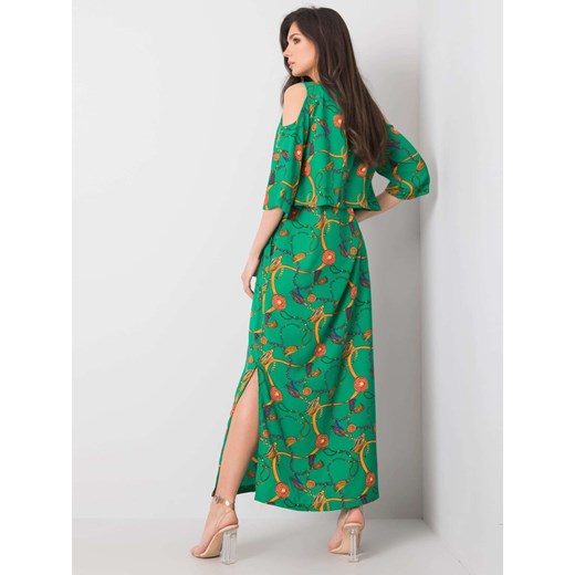 RUE PARIS Zielona sukienka maxi we wzory Sheandher.pl S\M Sheandher.pl