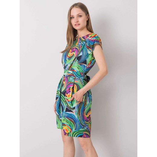 RUE PARIS Granatowa sukienka w kolorowe desenie Sheandher.pl L\XL Sheandher.pl