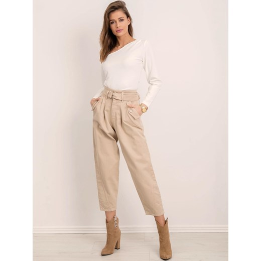 Spodnie high waist beżowe BSL Sheandher.pl XS Sheandher.pl