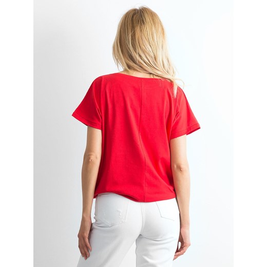 Luźny czerwony t-shirt damski Sheandher.pl L Sheandher.pl