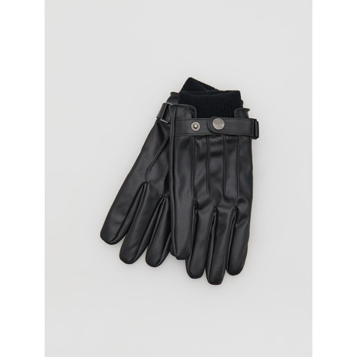 Reserved - Rękawiczki z imitacji skóry - Czarny Reserved M Reserved