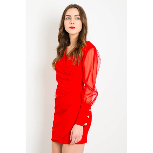 Olika sukienka mini dopasowana z długim rękawem na wesele 