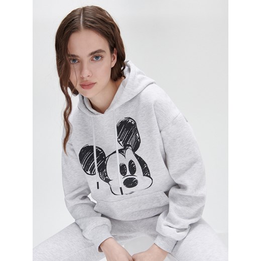 Cropp - Bluza z kapturem Mickey Mouse - Jasny szary Cropp M Cropp