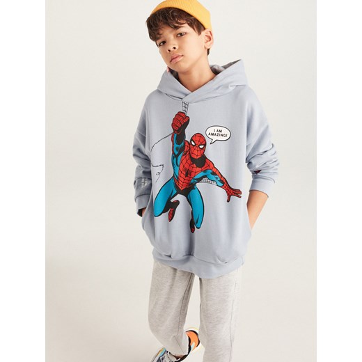 Reserved - Bluza z kapturem Spider-Man - Niebieski Reserved 158 okazyjna cena Reserved