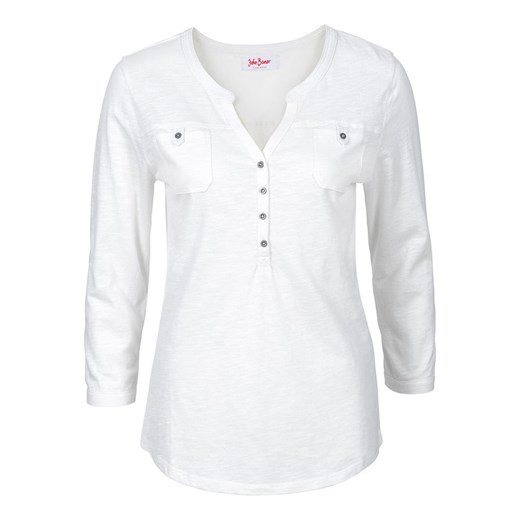 Shirt z dekoltem henley, rękawy 3/4, bawełna organiczna | bonprix 36/38 promocyjna cena bonprix