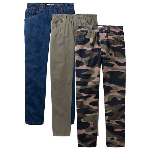 Spodnie chłopięce z gumką w talii (3 pary w opak.), Loose Fit | bonprix 128 bonprix