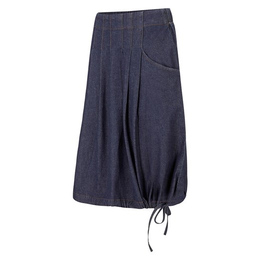 Spódnica dżinsowa ze stretchem, ze szczypankami, wiązanym troczkiem i wygodnym 50 bonprix